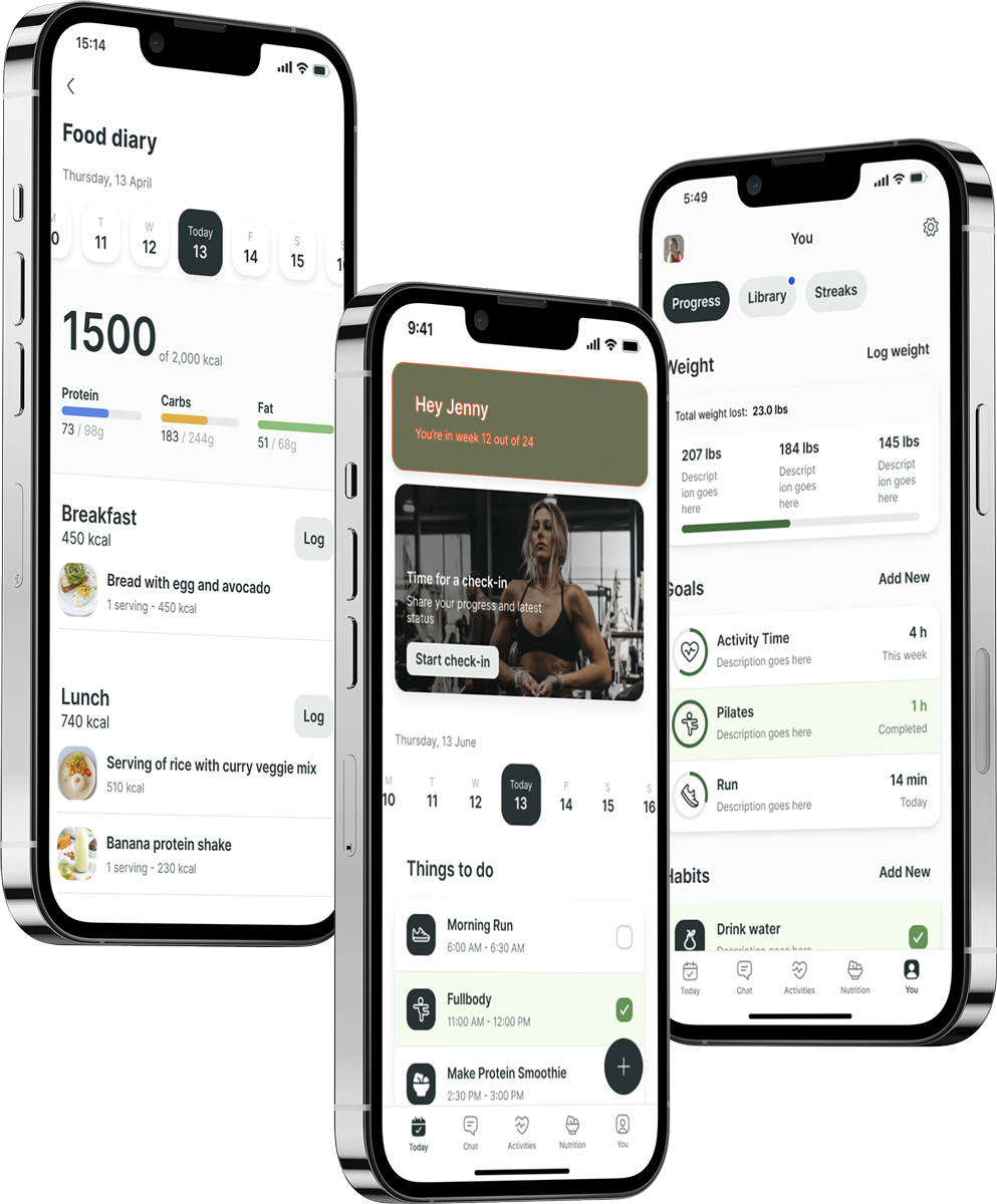 A mockup of the coaching app showcasing the features.